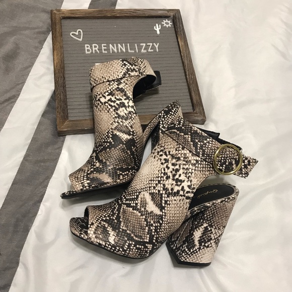 RESTOCKED Snake Print Ankle Booties Cut Out Back - Picture 5 of 8